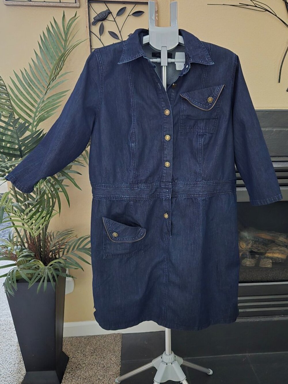 NWT Poetic Justice sz 1x dark wash denim blue one piece dress